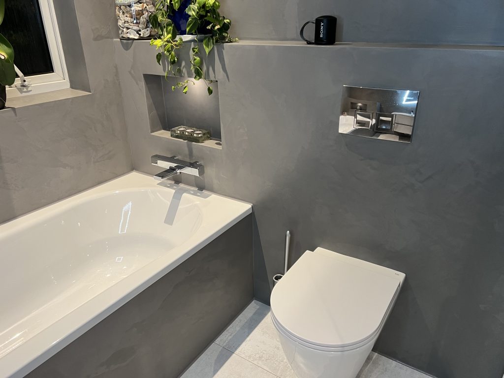 Microcement bathroom by South London Kitchen and bathroom fitters